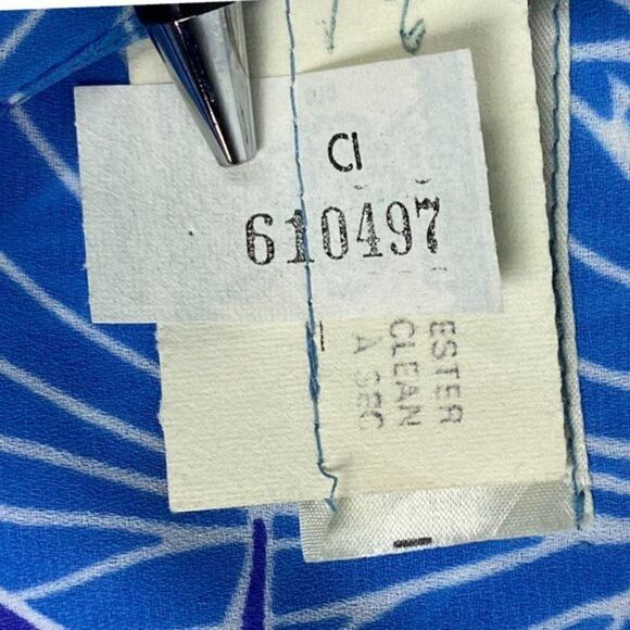 MISSY HOUSE Vintage Blue Floral Hibiscus Pleated Front Belted Dress US 17-18 - Picture 12 of 14